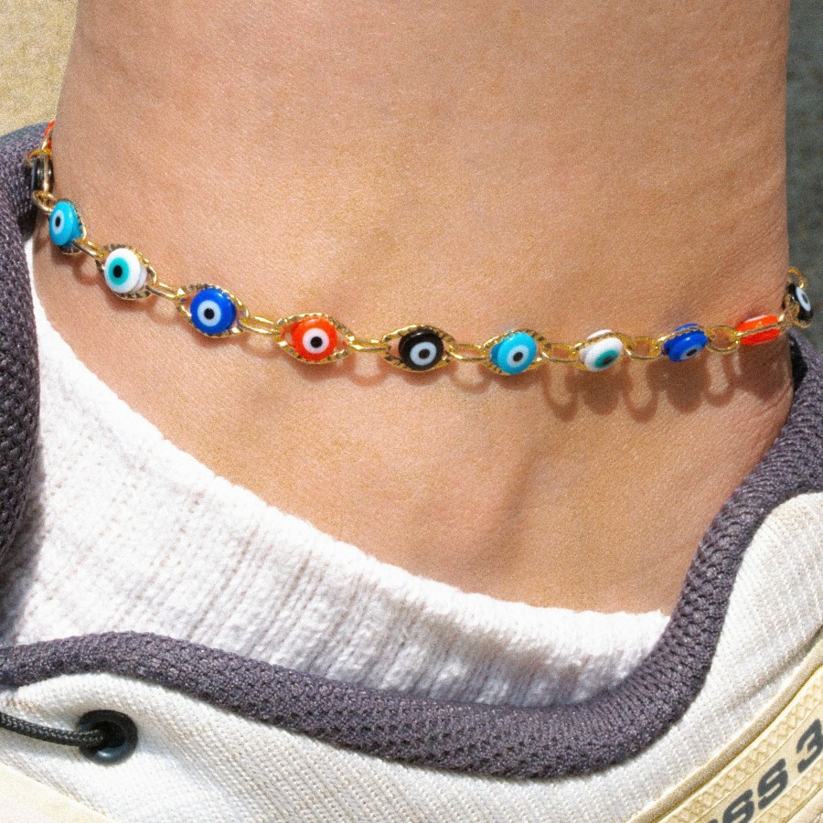 Shop The M Jewelers | The Multi Color Evil Eye Anklet