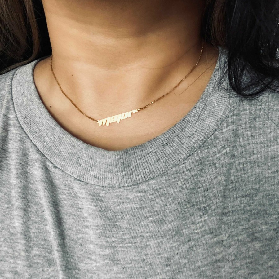 Shop The M Jewelers Nameplate Necklaces | The Frame Nameplate Necklace