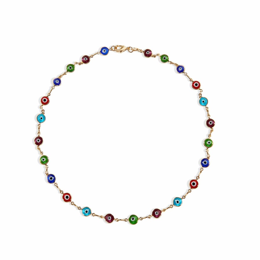 Shop The M Jewelers | The Multi Color Evil Eye Link Necklace