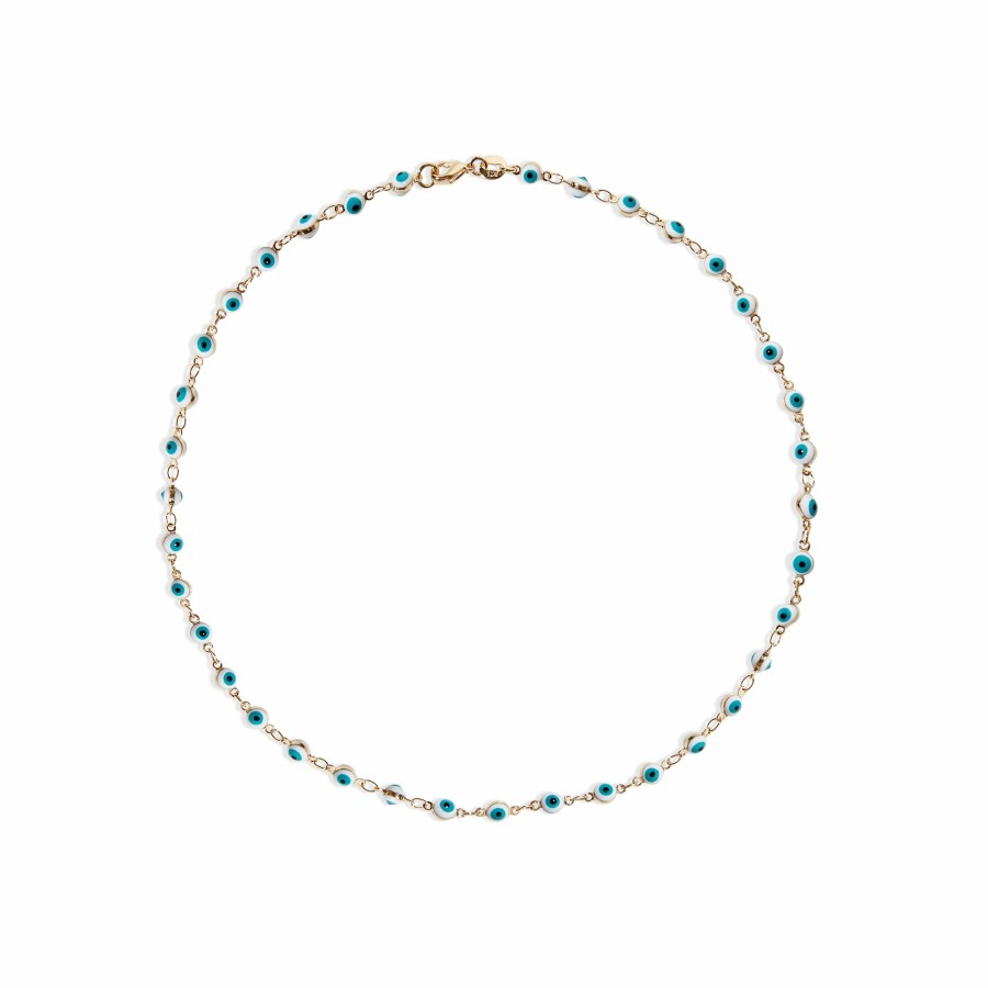 Shop The M Jewelers | The Blue & White Evil Eye Link Necklace