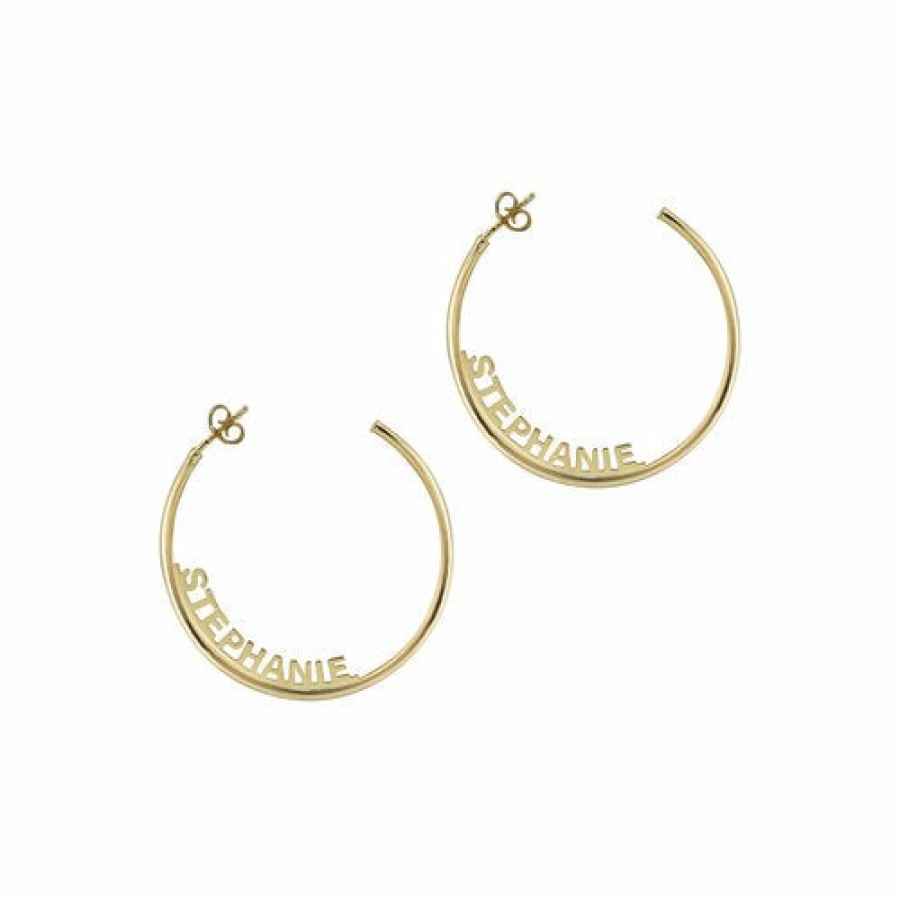 Shop The M Jewelers Hoops | The Open Block Name Hoops