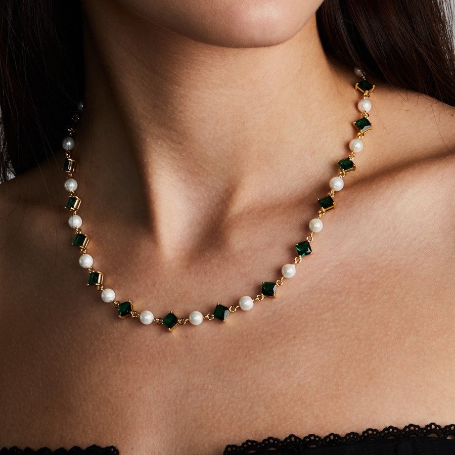 Shop The M Jewelers | The Emerald Pearl Necklace