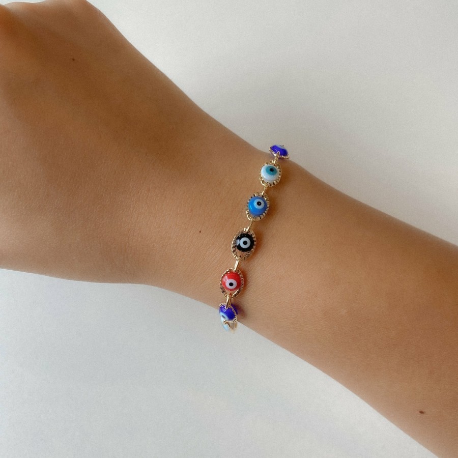 Shop The M Jewelers | The Multi Color Evil Eye Link Bracelet