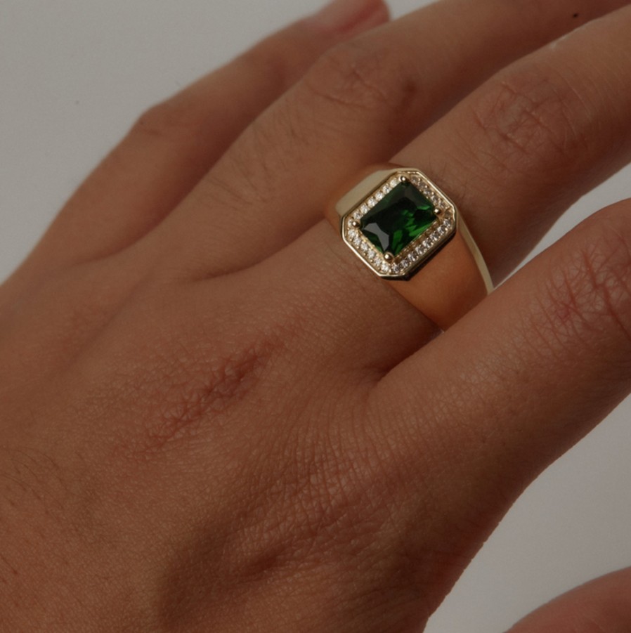 Shop The M Jewelers | The Emerald Pave' Signet Ring