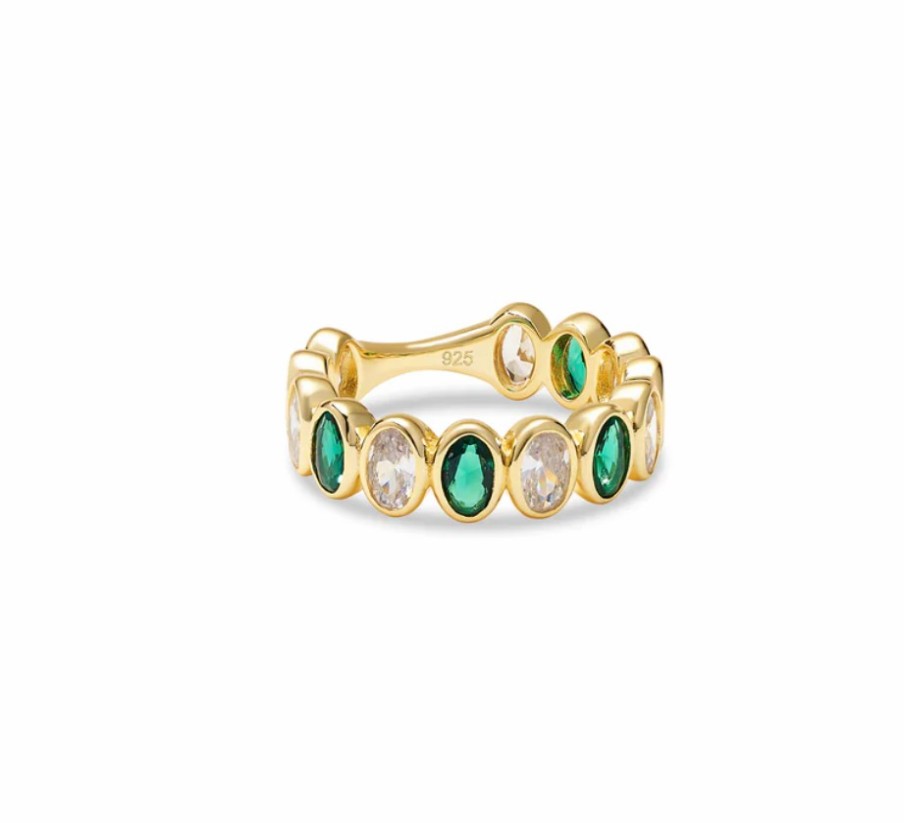 Shop The M Jewelers Iced Out Rings | The Emerald Oval Eternity Band