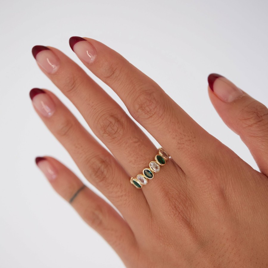 Shop The M Jewelers Iced Out Rings | The Emerald Oval Eternity Band