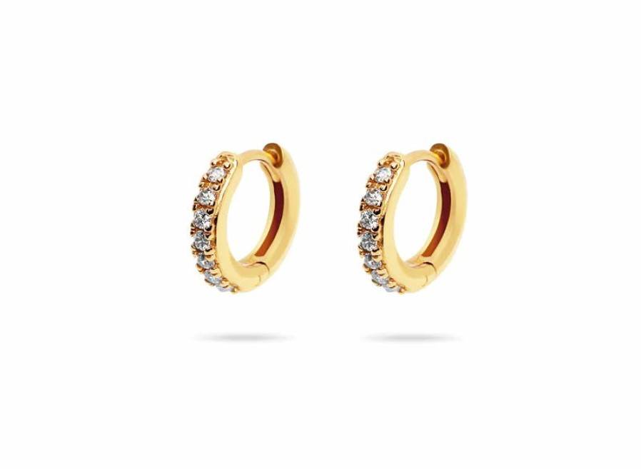 Shop The M Jewelers Hoops | The Mini Pave Huggie Earrings