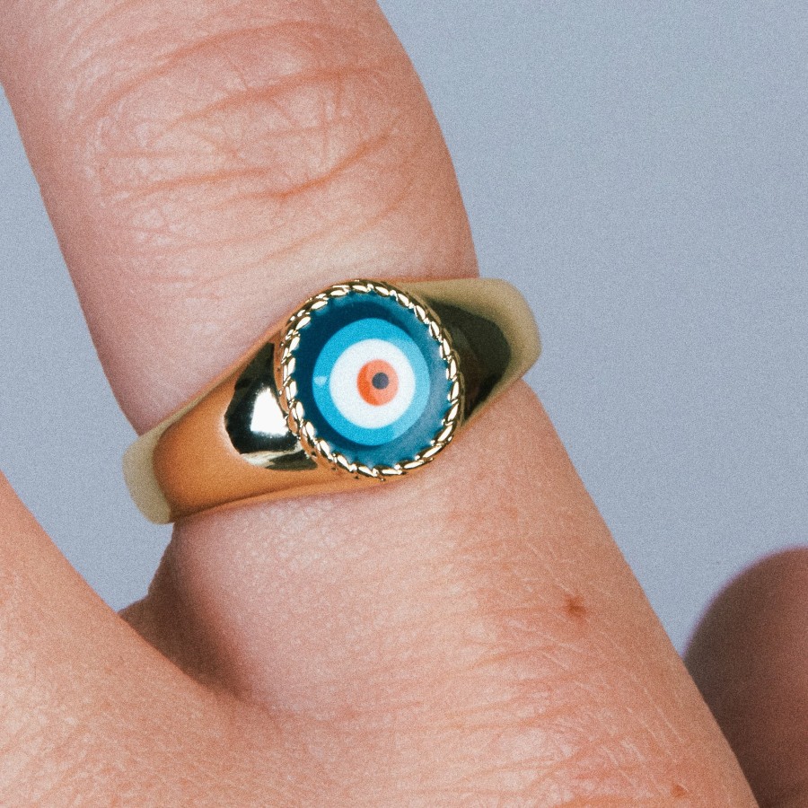 Shop The M Jewelers | The Small Evil Eye Signet Ring