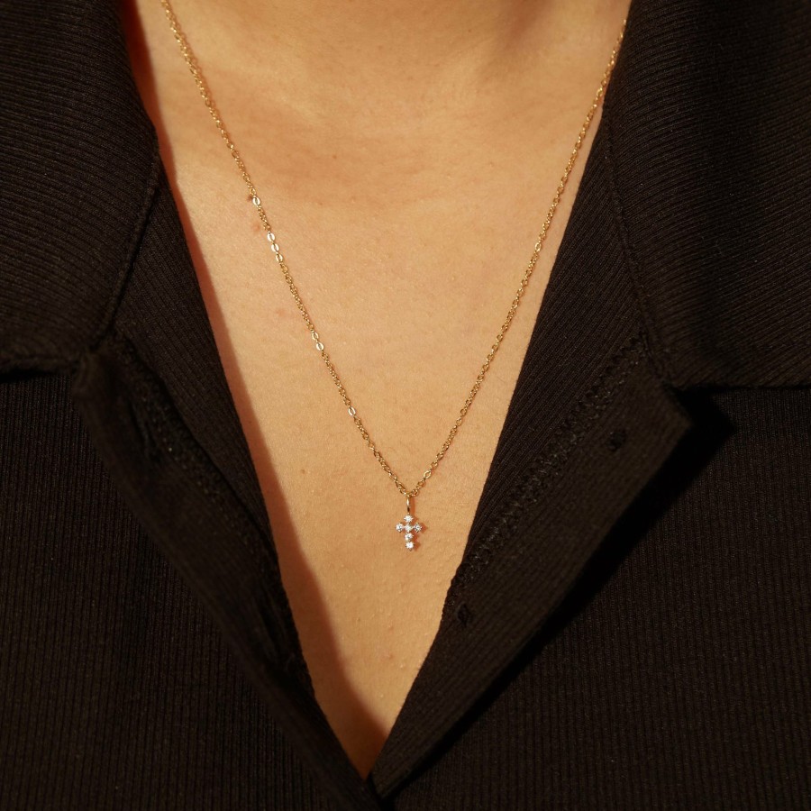 Shop The M Jewelers | The Tiny Pave' Cross Necklace