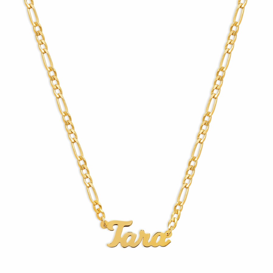 Shop The M Jewelers Nameplate Necklaces | The Nameplate Necklace (Figaro Chain)