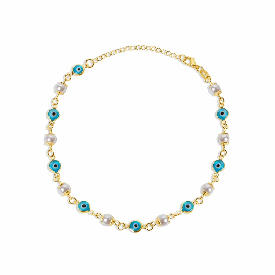 Shop The M Jewelers | The Evil Eye Pearl Anklet