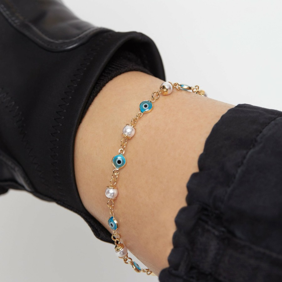 Shop The M Jewelers | The Evil Eye Pearl Anklet