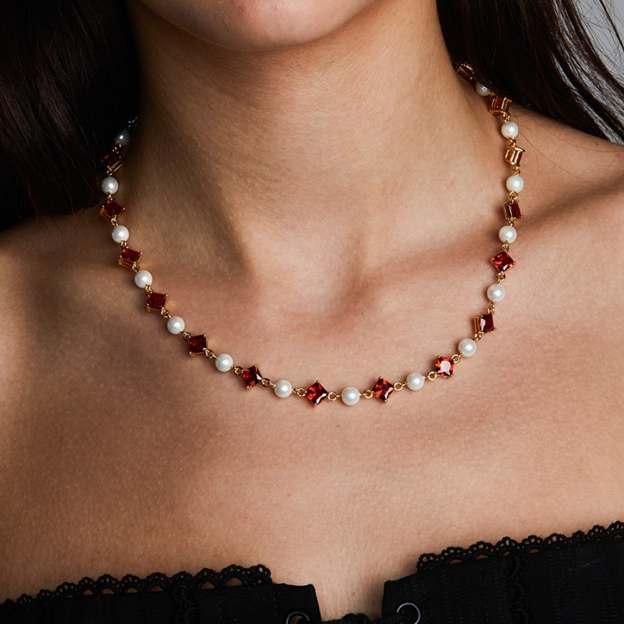 Shop The M Jewelers | The Ruby Pearl Necklace