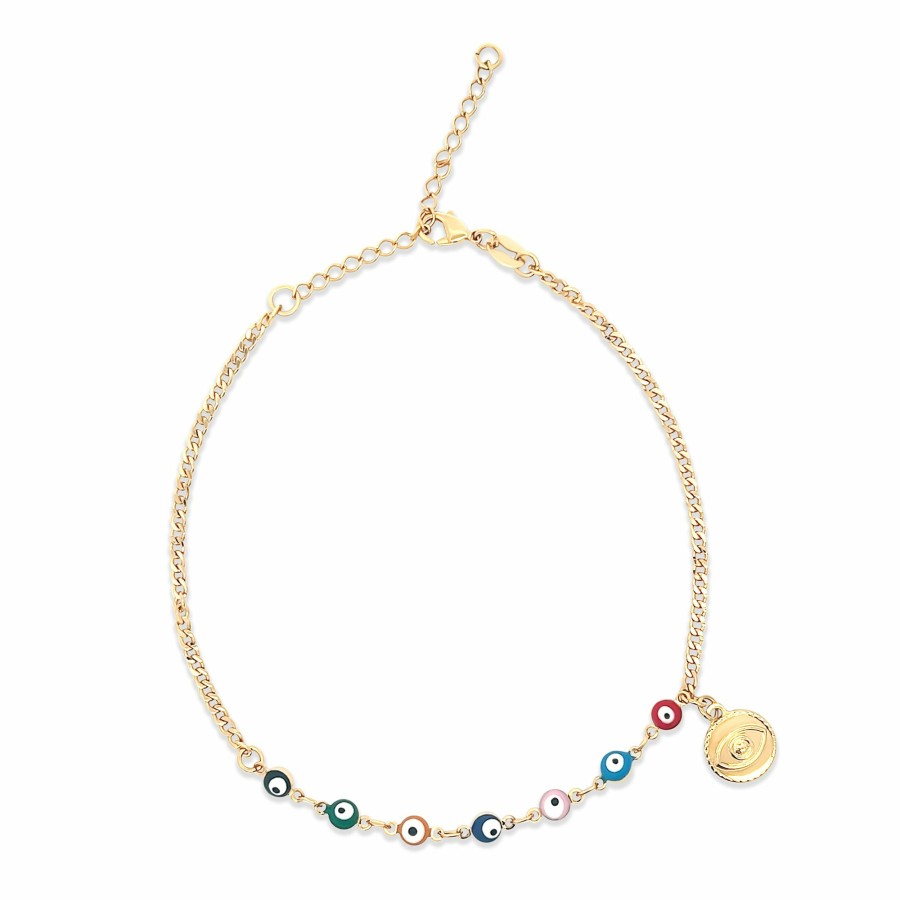 Shop The M Jewelers | The Multi Color Evil Eye Charm Anklet