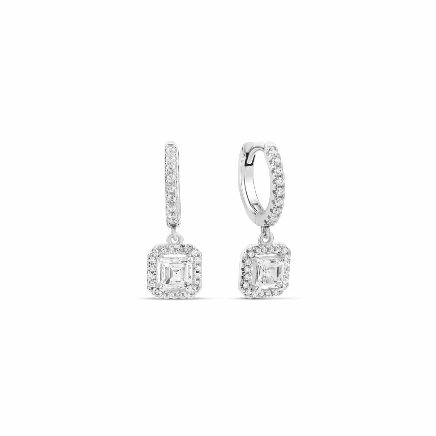 Shop The M Jewelers Hoops | The Silver Baguette Pave Huggies