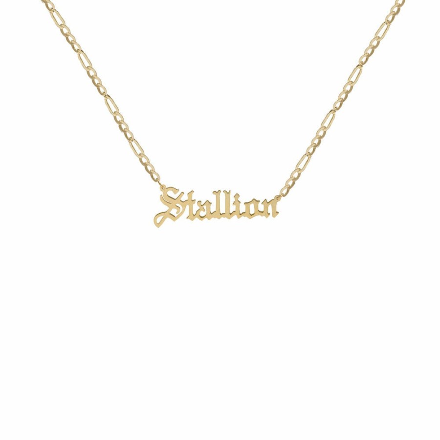 Shop The M Jewelers | The Small Gothic Nameplate Necklace (Mens)