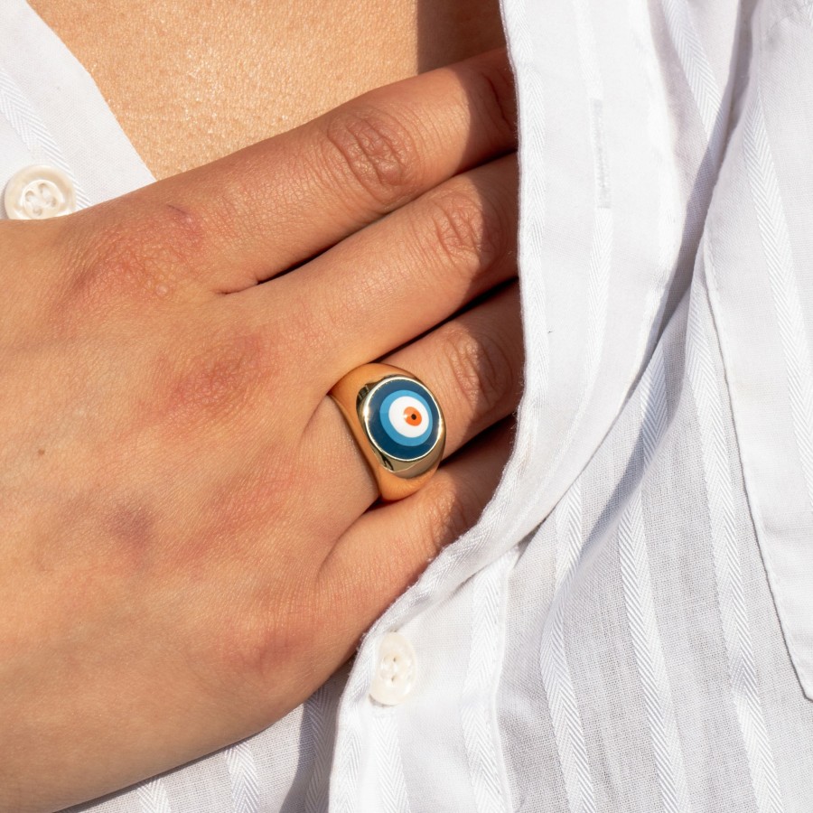 Shop The M Jewelers | The Large Evil Eye Signet Ring