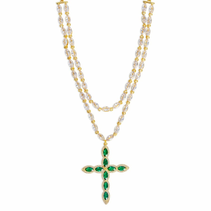 Shop The M Jewelers Religious Necklaces | The Sagrada Emerald Cross Choker (Cindy Kimberly X The M Jewelers)