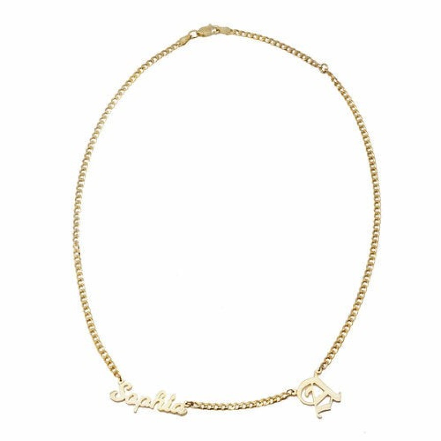 Shop The M Jewelers Nameplate Necklaces | The Script Old English Nameplate Necklace