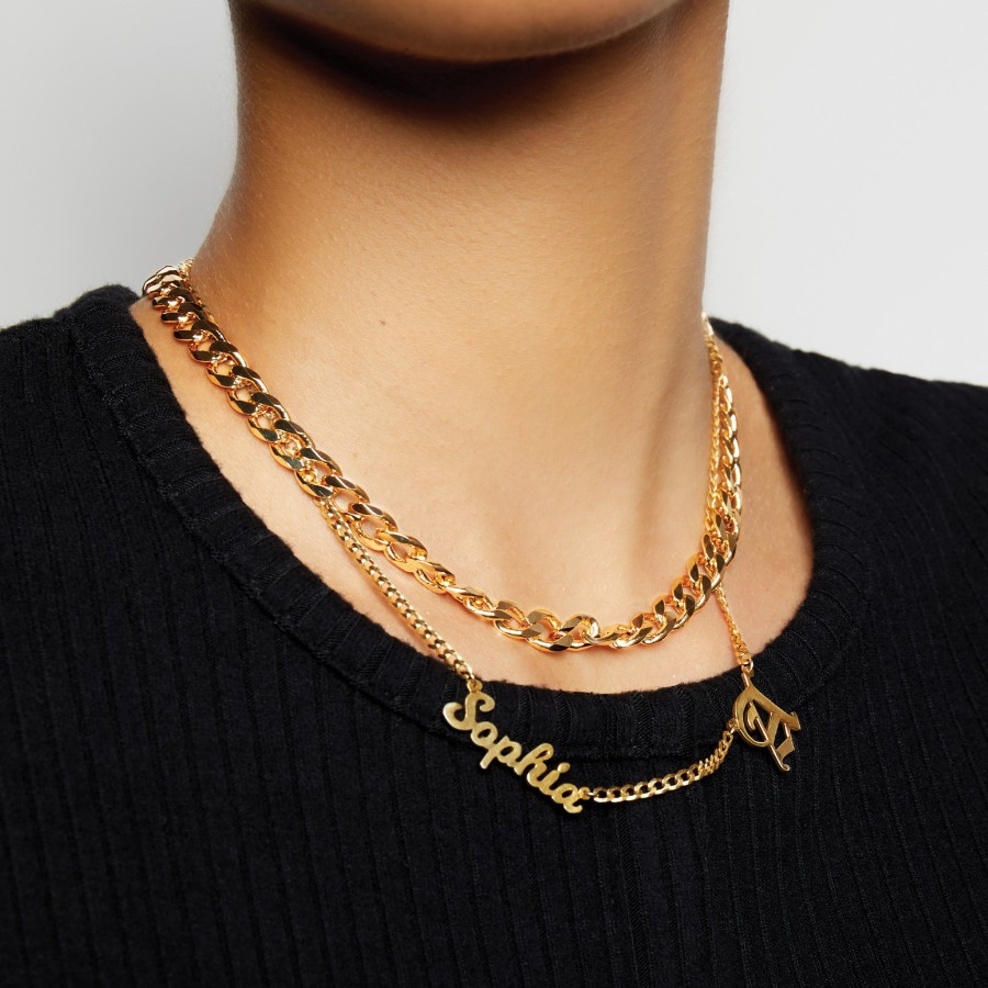 Shop The M Jewelers Nameplate Necklaces | The Script Old English Nameplate Necklace