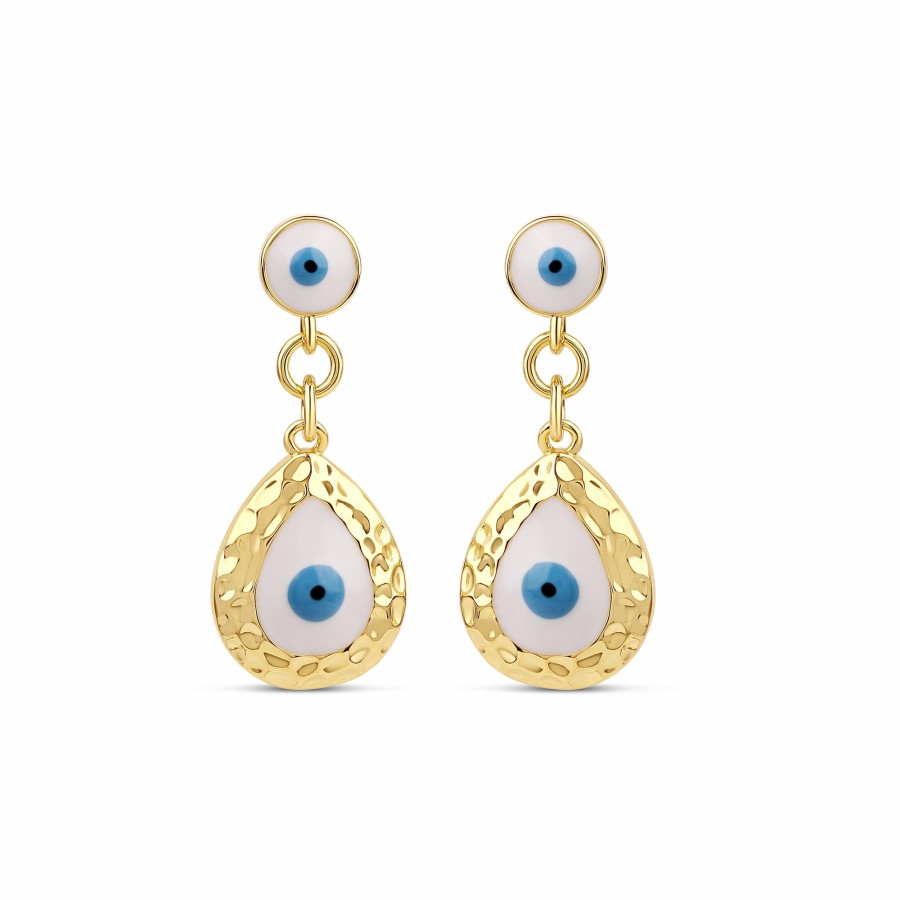 Shop The M Jewelers | The Evil Eye Hammered Earrings