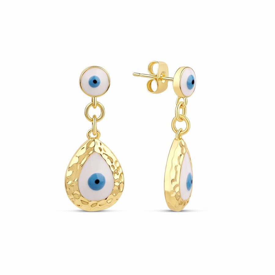 Shop The M Jewelers | The Evil Eye Hammered Earrings