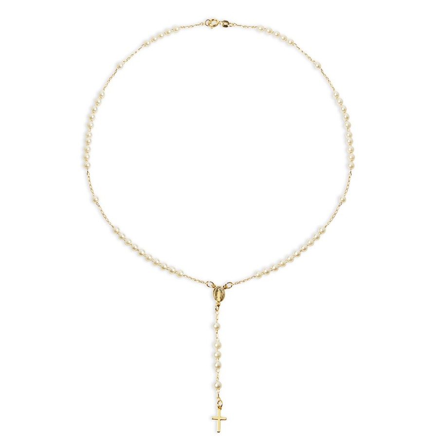 Shop The M Jewelers | The Pearl Mary Rosary Cross Necklace