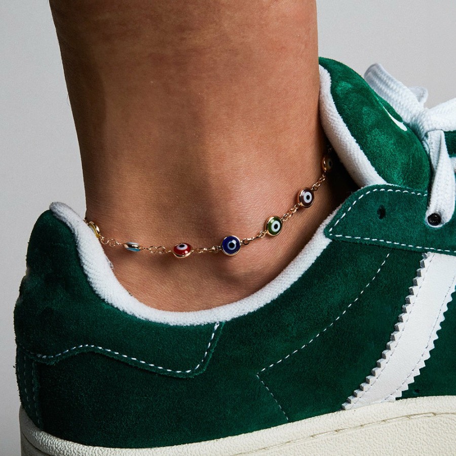 Shop The M Jewelers | The Full Color Evil Eye Link Anklet