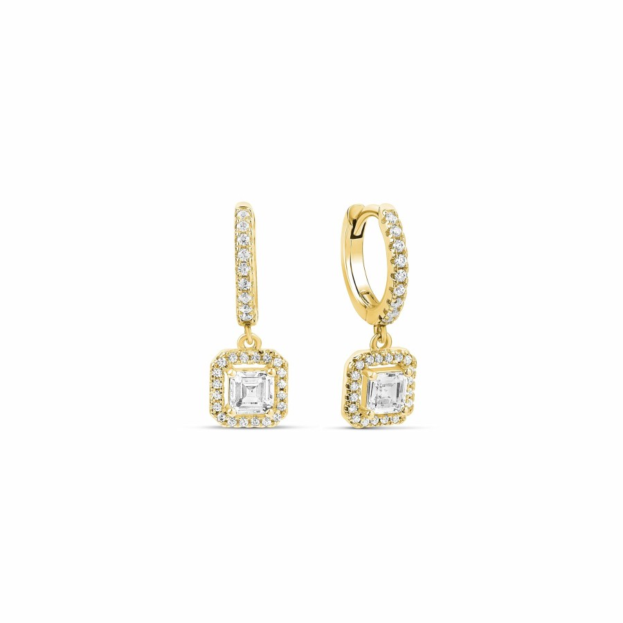 Shop The M Jewelers Hoops | The Gold Baguette Pave Huggies